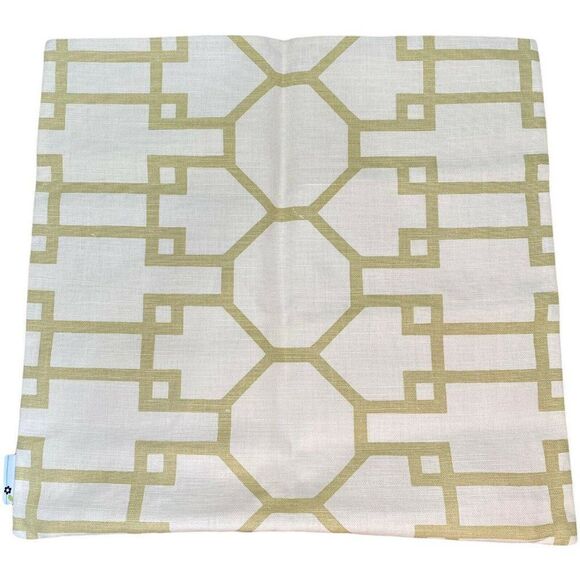Geometric Pattern Gold And Cream Outdoor Throw Pillow Cover Case 17”x18” MCM - Picture 2 of 5